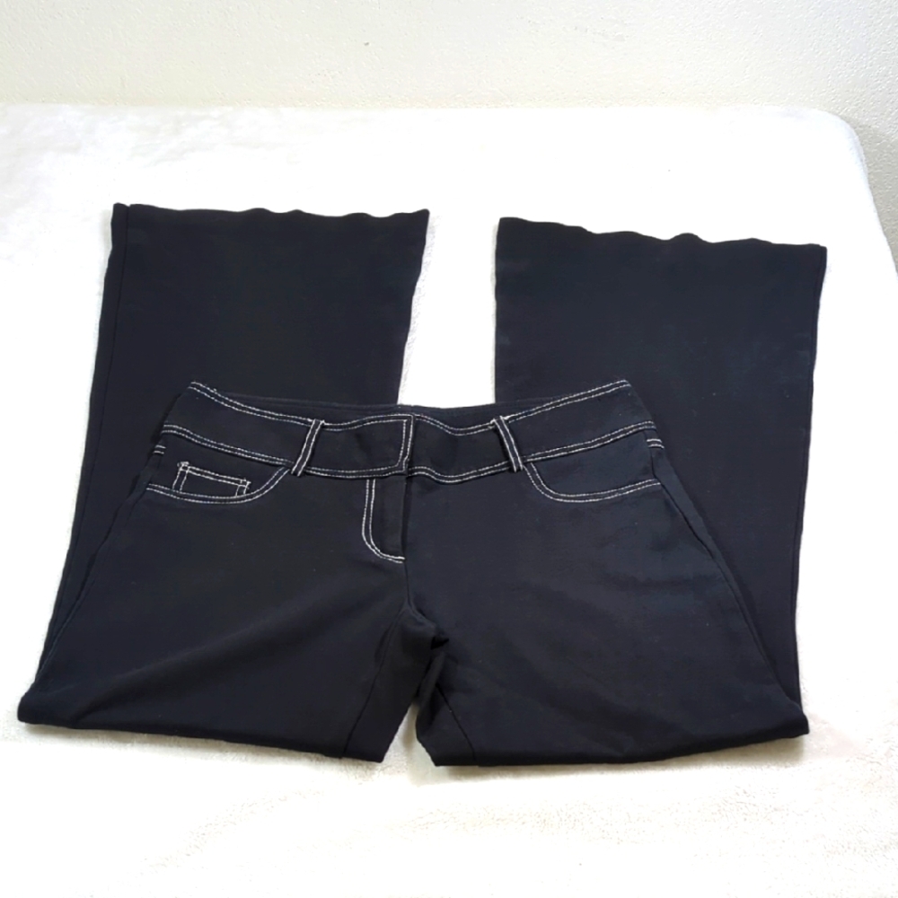 Black Wide Leg Cache Contour Knit Pants 6 EUC